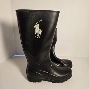 Polo Ralph Lauren Navy Blue Rain Boots Large Pony Size Kids 3